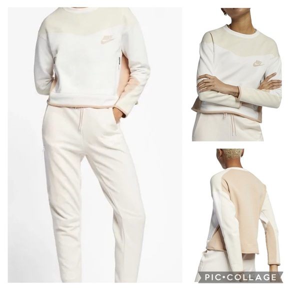 Nike Sportswear Tech Fleece Crewneck Cropped Sweatshirt Women’s size large - Picture 1 of 14